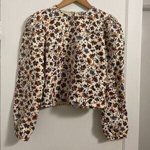 Quilted crop long sleeve top